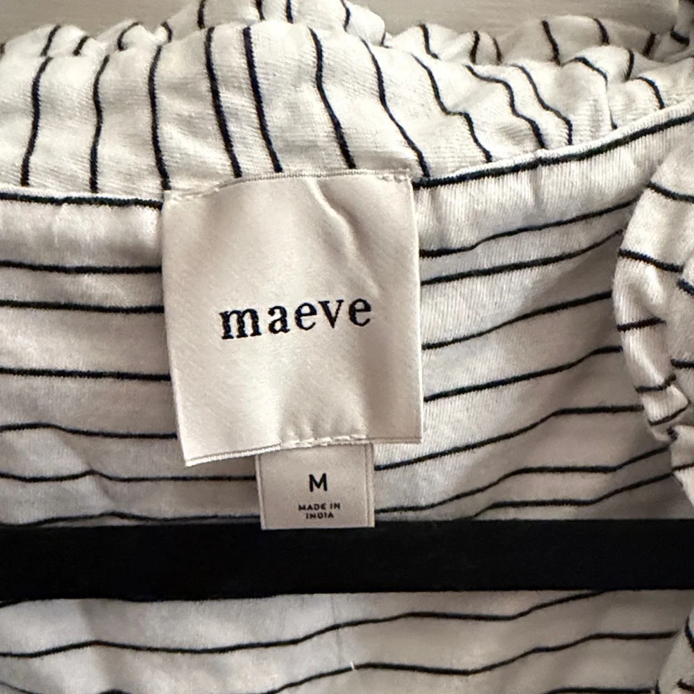 Maeve Black and White Striped Sleeveless Blouse - Picture 3 of 3